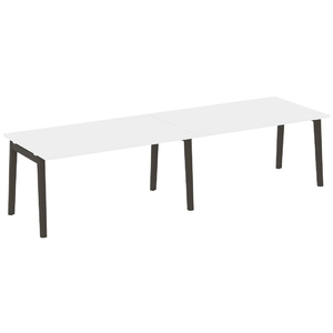 Офисная мебель Onix Wood Стол переговорный (2 столешницы) OW.PRG-2.4 Белый бриллиант/Дуб тёмный 3160х980х750