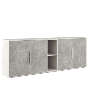 Кабинет руководителя B-tone Шкаф средний 4 створки, с нишей BTN36153031 Бетон светлый/Сосна 2138х450х780