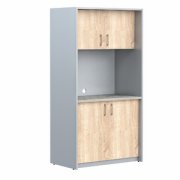Офисная кухня Мини Шкаф для посуды ЛДСП SCB 120.2 Дуб Сонома светлый/Металлик 1030x600x2000