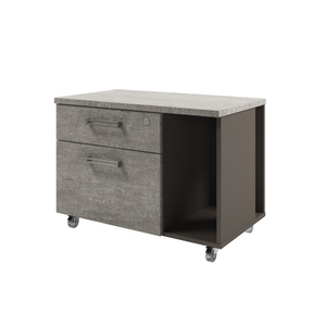 Офисная мебель Solution Тумба подкатная с нишей D-292 Бетон Чефалу/Трюфель 800x460x575