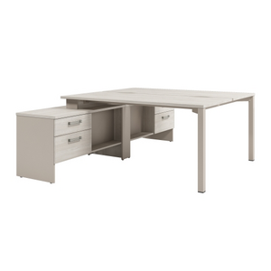 Офисная мебель Solution Стол-тандем на металлокаркасе с тумбой D-424 Акация Морава/Кашемир 1750x2380x750