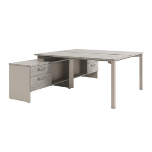Офисная мебель Solution Стол-тандем на металлокаркасе с тумбой D-424 Бетон Чефалу/Кашемир 1750x2380x750