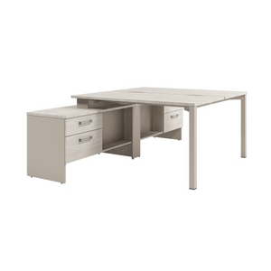 Офисная мебель Solution Стол-тандем на металлокаркасе с тумбой D-414 Акация Морава/Кашемир 1550x2380x750