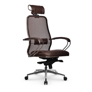 Кресло руководителя Samurai SL-2.041 Сетка TS/Кожа MPES Темно-коричневый/Темно-Коричневый 680х260х910