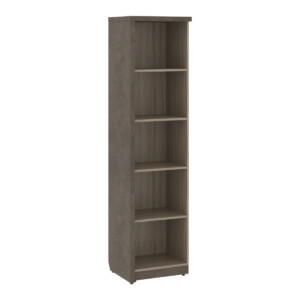Кабинет руководителя Wood&Stone (Sk) Стеллаж узкий на 5 секций СФ-534501 Дрифтвуд/Бетон Чикаго Темный 537х455х2083