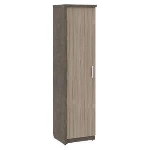 Кабинет руководителя Wood&Stone (Sk) Шкаф/Гардероб узкий с глухой дверью левый СФ-534571 Дрифтвуд/Бетон Чикаго Темный 537х455х2083