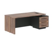 Кабинет руководителя Velion Veneer Стол руководителя с тумбой VRCT 2090(R) Американский орех/Черный матовый/Яшма черный 2000х900х750