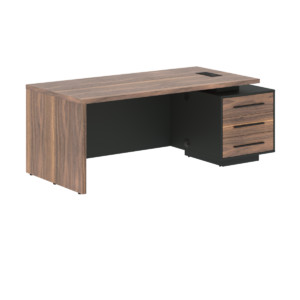 Кабинет руководителя Velion Veneer Стол руководителя с тумбой VRCT 2090(R) Американский орех/Черный матовый/Яшма черный 2000х900х750