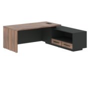 Кабинет руководителя Velion Veneer Стол руководителя с тумбой VRCT 2119(R) Американский орех/Черный матовый/Яшма черный 2100х1900х750