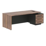 Кабинет руководителя Velion Veneer Стол руководителя с тумбой VRCT 2290(R) Американский орех/Черный матовый/Яшма черный 2200х900х750
