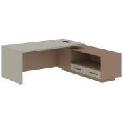 Кабинет руководителя Velion Стол рабочий с тумбой VCT 2119(R) Аметист/Бронза браш/Кобра 2100х1900х750