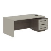 Кабинет руководителя Velion Стол рабочий с тумбой VCT 2090(R) Аметист/Черный матовый/Дуб Сильвер 2000х900х750