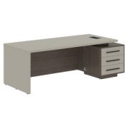 Кабинет руководителя Velion Стол рабочий с тумбой VCT 2290(R) Аметист/Черный матовый/Дуб Сильвер 2200х900х750
