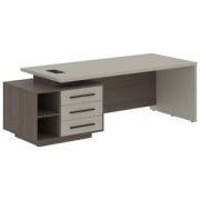 Кабинет руководителя Velion Стол рабочий с тумбой VCT 2390(L) Аметист/Черный матовый/Дуб Сильвер 2300х900х750