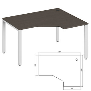 Офисная мебель Trend metal Стол эргономичный правый TDM32215314 Тёмный дуб/Белый 1400х1200х750