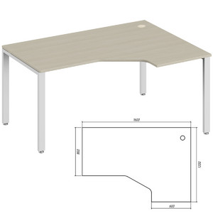Офисная мебель Trend metal Стол эргономичный правый TDM32215584 Дуб феррара/Белый 1600х1200х750