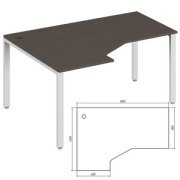Офисная мебель Trend metal Стол эргономичный левый TDM32215614 Тёмный дуб/Белый 1600х1200х750