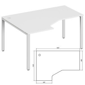 Офисная мебель Trend metal Стол эргономичный левый TDM32215644 Белый/Белый 1600х1200х750