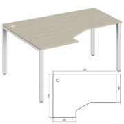 Офисная мебель Trend metal Стол эргономичный левый TDM32215684 Дуб феррара/Белый 1600х1200х750