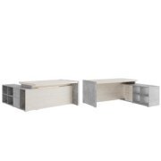 Кабинет руководителя Solid B Стол письменный на опорной тумбе SOB39111023 Дуб шамони светлый/Бетон светлый 1750х1740х750