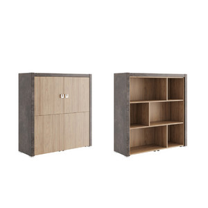 Кабинет руководителя Solid B Шкаф средний SOB39142054 Вяз/Бетон темный 1310х450х1370
