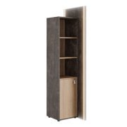 Кабинет руководителя Solid B Шкаф-стеллаж с подсветкой SOB39150154 Вяз/Бетон темный 490х700х2160