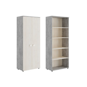 Кабинет руководителя Solid B Шкаф для бумаг закрытый SOB39152123 Дуб шамони светлый/Бетон светлый 780х450х1980